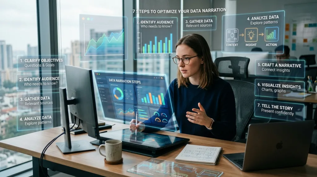 découvrez les 7 étapes essentielles pour maîtriser la data scénarisation et optimiser la narration de vos données afin de captiver et convaincre votre audience.